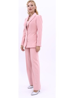 Önder Özsoy Erkek Yaka Kolu Büzgülü Ceket & Bol Paça Pantolon-Pudra