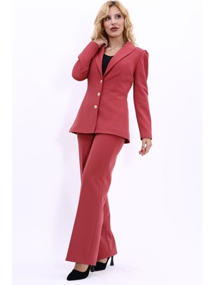 Önder Özsoy Erkek Yaka Kolu Büzgülü Ceket & Bol Paça Pantolon-Kiremit