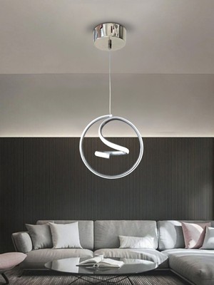 Woodhub Modern Tekli Sarkıt LED Avize Antre , Oda Helezon Beyaz Işık Ledli Avize