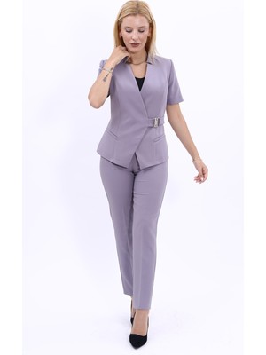 Önder Özsoy Hakim Yaka Yandan Tokalı Çapraz Ceket & Dar Paça Pantolon-Antrasit