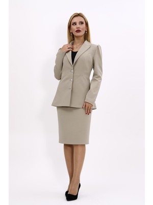 Önder Özsoy Erkek Yaka Kolu Büzgülü Ceket &  Düz Dar Etek-Bambu