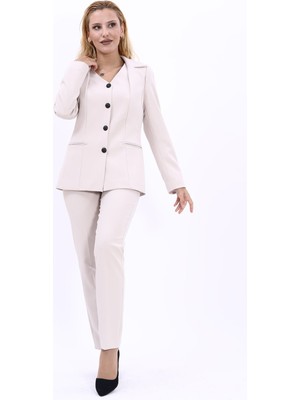 Önder Özsoy Erkek Yaka Yelek Ceket & Dar Paça Pantolon-Bej