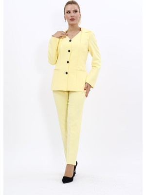 Önder Özsoy Erkek Yaka Yelek Ceket & Dar Paça Pantolon-Sarı