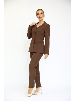 Önder Özsoy Erkek Yaka Yelek Ceket & Dar Paça Pantolon-Kestane