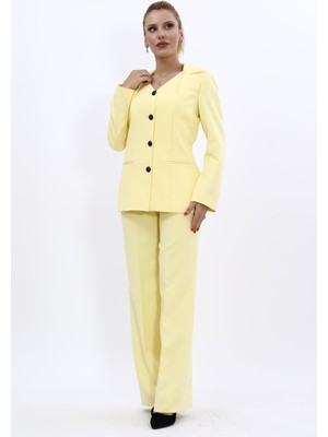 Önder Özsoy Erkek Yaka Yelek Ceket & Bol Paça Pantolon-Sarı