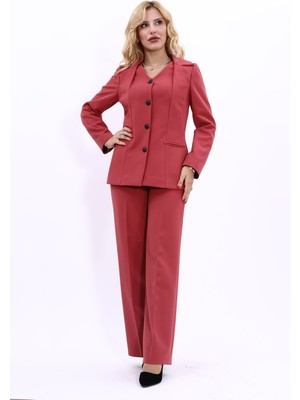 Önder Özsoy Erkek Yaka Yelek Ceket & Bol Paça Pantolon-Kiremit