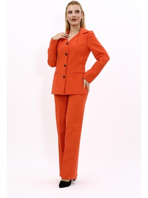Önder Özsoy Erkek Yaka Yelek Ceket & Bol Paça Pantolon-Turuncu