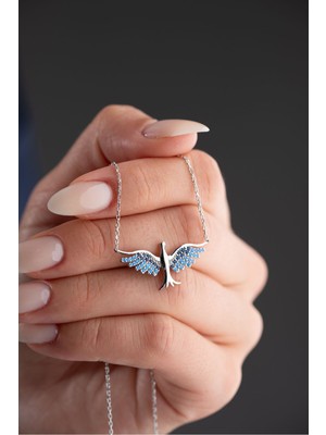 Silvano Jewelry 925 Ayar Gümüş Zirkon Taşlı Anka Kuşu Kolye