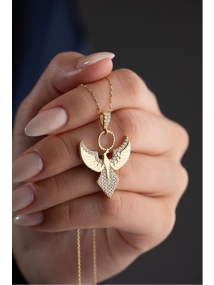 Silvano Jewelry 925 Ayar Gümüş Gold Zümrüdüanka Kolye