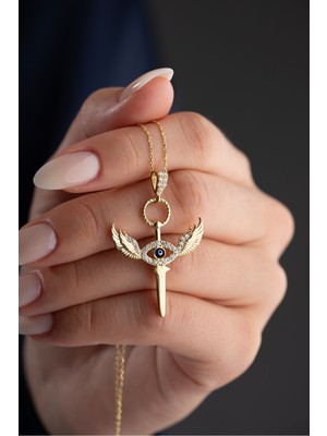 Silvano Jewelry 925 Ayar Gümüş Kanatlı Göz Kılıç Kolye