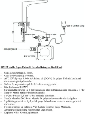 Newarc Aqua Fotoselli Lavabo Bataryası 517523