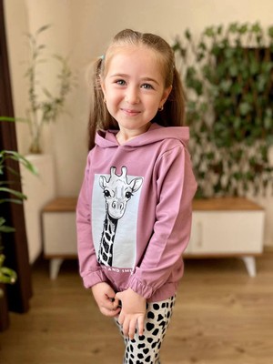 Krn Moda Kapşonlu Zürafa  Kız Eşofman Takımı