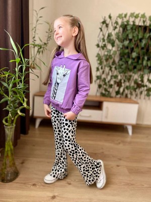 Krn Moda Kapşonlu Zürafa  Kız Eşofman Takımı