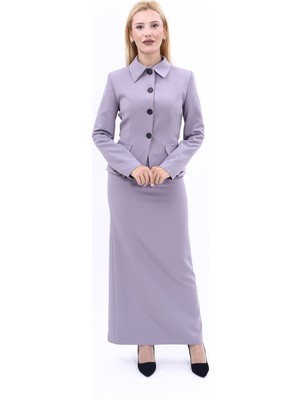 Önder Özsoy Gömlek Yaka Klasik Ceket &  Uzun Düz Dar Etek-Antrasit