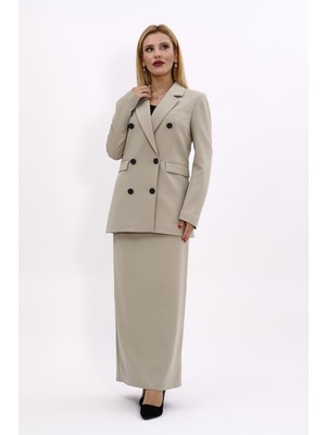 Önder Özsoy Erkek Yaka Kuruvaze Blazer Ceket & Uzun Düz Dar Etek-Bambu