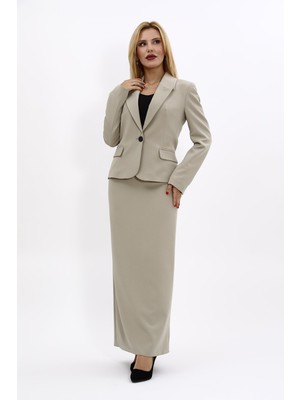 Önder Özsoy Erkek Yaka Tek Düğmeli Klasik Ceket & Uzun Düz Dar Etek-Bambu