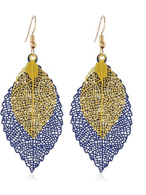 Yue Store Double-Layered Leaves T Earrings (Yurt Dışından)