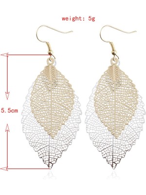 Yue Store Double-Layered Leaves T Earrings (Yurt Dışından)