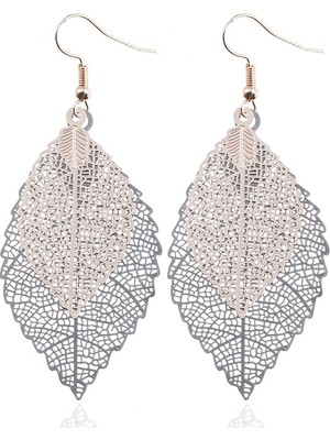 Yue Store Double-Layered Leaves T Earrings (Yurt Dışından)