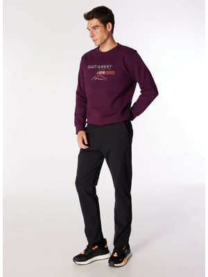 Discovery Expedition Mürdüm Erkek Bisiklet Yaka Relaxed Fit Baskılı Sweatshirt D4WM-SWT3220