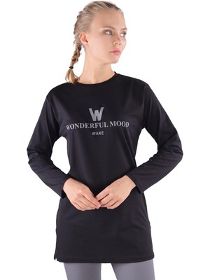 Rays 3981 Wonderful Baskılı Uzun Kol Tişört Siyah