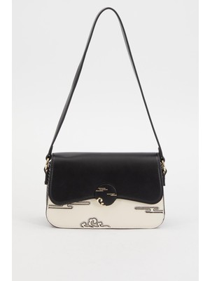 Levidor 930251 Siyah Kabartma Desen Omuz Çantası