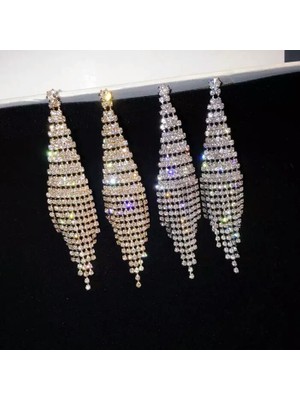 Yue Store Süper Flaş Mas Kadınlar Için Iki Renkli Püskül Küpe (Gold Clip Earings) (Yurt Dışından)