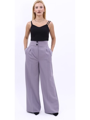 Önder Özsoy Korsaj Kemer Yüksek Bel Palazzo Pantolon-Antrasit