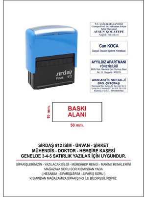 Sırdaş 912 Otomatik (Orta Boy Kaşe) 50X20 mm Baskı Alanı