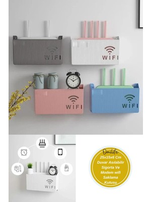 Omilife 25X15X6 cm Parlak Duvara Asılabilir Sigorta ve Modem Wifi Saklama Kutusu