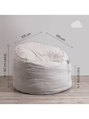 Fifty Home Berjer Pufu - Armut XL Koltuk PUF  - 3 Renk - 105  cm  - Dolgu Dahil