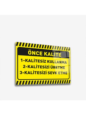 Decorita Cam Yönlendirme Levhası Kalite İkaz Levhası Kalitesiz Kullanma 30 cm x 40 cm