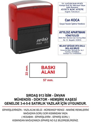 Sırdaş 913 Otomatik (Büyük Boy Kaşe) 57X22 mm Baskı Alanı