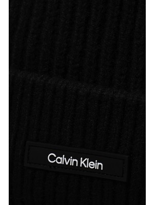 Calvin Klein Logolu Yün Karışımlı Kalın Bere K50K512360BEH Erkek Bere K50K512360 Beh