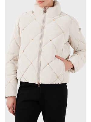 Ea7 Regular Fit Gizli Kapüşonlu Dik Yaka Crop Şişme Mont Bayan Mont 6DTB14 Tndmz 1120