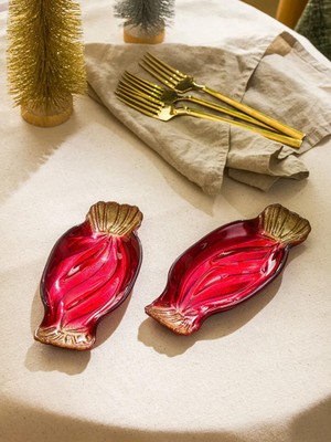 Lc Waikiki Kırmızı Şeker Figürlü Cam Tabak 2'Li 21 Cm