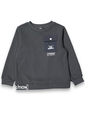 Harika Kids Erkek Çocuk Kalın Baskılı-Cepli Sweatshirt