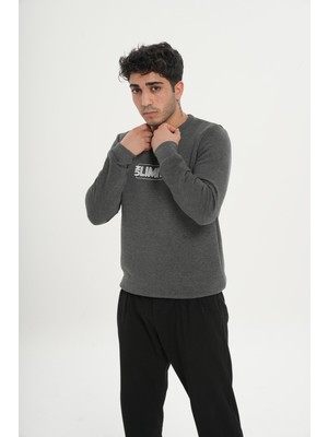 Unisex Pamuklu İçi Polarlı Bisiklet Yaka Sweatshirt