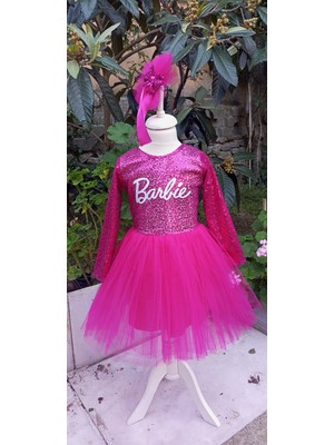 Niliya Çocuk Giyim Niliya Uzun Kollu Payet Barbie Tütü Elbise Kız Çocuklar İçin Trend Silüet 2023 Sonbahar - Kış