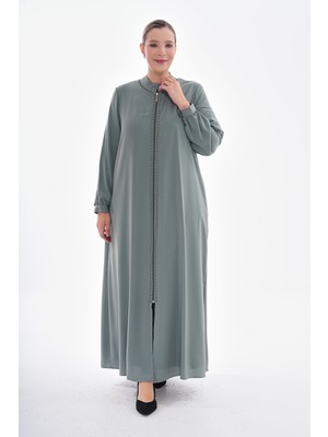 Gigitex Medine Ipeği Günlük Çakma Incili Fermuarlı Ferace