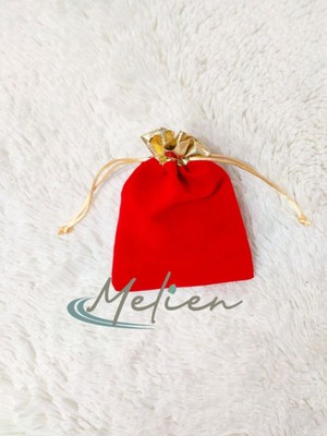 Melien 10 Adet 16CM x 12CM Altın Kırmızı Kadife Kına Düğün Mevlüt Sünnet Çerez Hediye Kesesi Kese Çanta