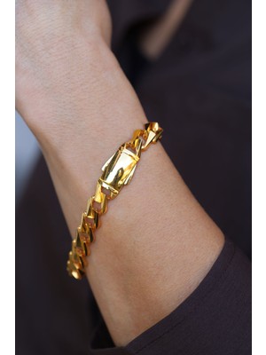 Yenigün Kuyumculuk 14 Ayar Altın Cımarlı Taşsız Gurmet Bileklik