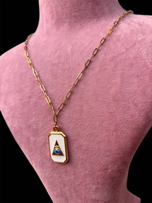 Derokas Plaka Nazar Göz Paslanmaz Çelik Kolye