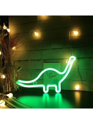 Pileli Store Dinazor Neon LED Işıklı Masa Lambası Dekoratif Aydınlatma Gece Lambası