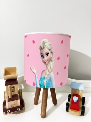 Woodhub Pembe Elsa Kalpli Çocuk Odası Abajür