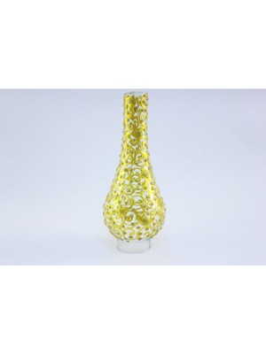 Woodhub Gaz Lambası Camı 14 Numara Altın Yaldız Vitray Desenli 22 cm  Yükseklik 4.8  cm  Ağız Çapı