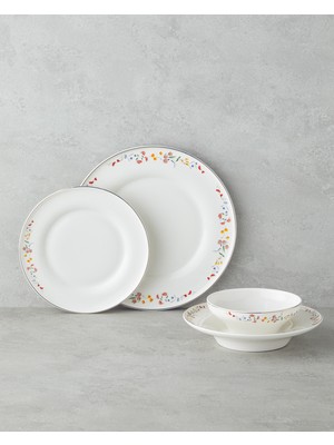 English Home Floral Symphony 24 Parça Renkli Bone Porselen Yemek Takımı 6 Kişilik Estetik Tasarım