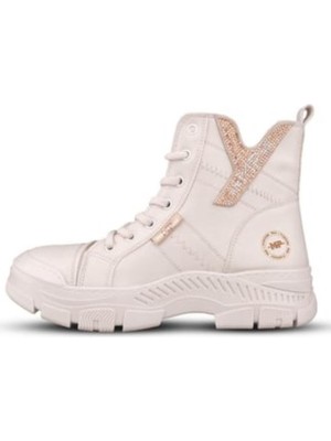 M.P. Mp 242-1884, Bej Kadın Fermuarlı Bağcıklı Bot