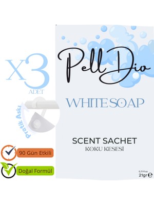 PellDio Home 3'lü Whitesoap Dolap Kokusu Ayakkabılık ve Çekmece Kokusu Kesesi