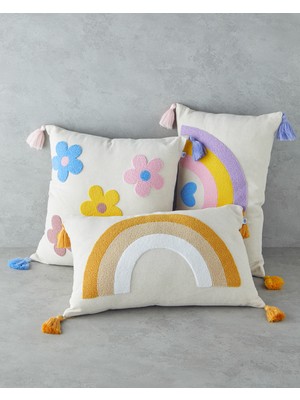 English Home Cute Rainbow Bebe Dekoratif Kırlent 33 x 50  cm  Ekru